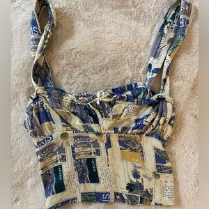 Printed milkmaid tank top